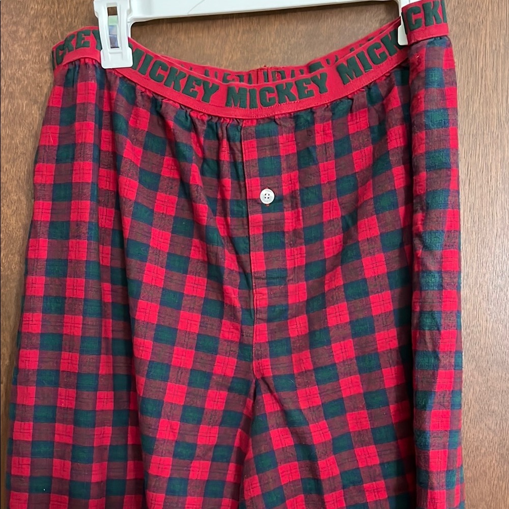 Disney Mickey Red and Green Plaid Joggers